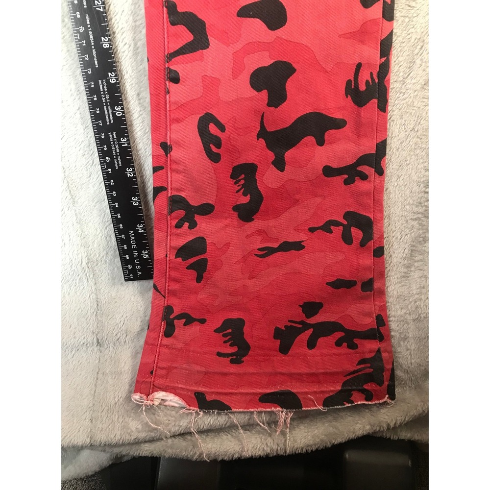 Valabasas Red Camo Carpenter Jeans Mens Flare Leg Raw Hem Streetwear Denim 35x39 - Picture 11 of 16